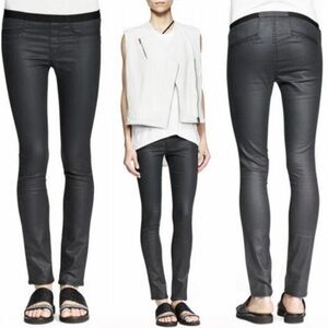 HELMUT LANG Grey Waxed Coated Denim Pull on Legging Pant 26